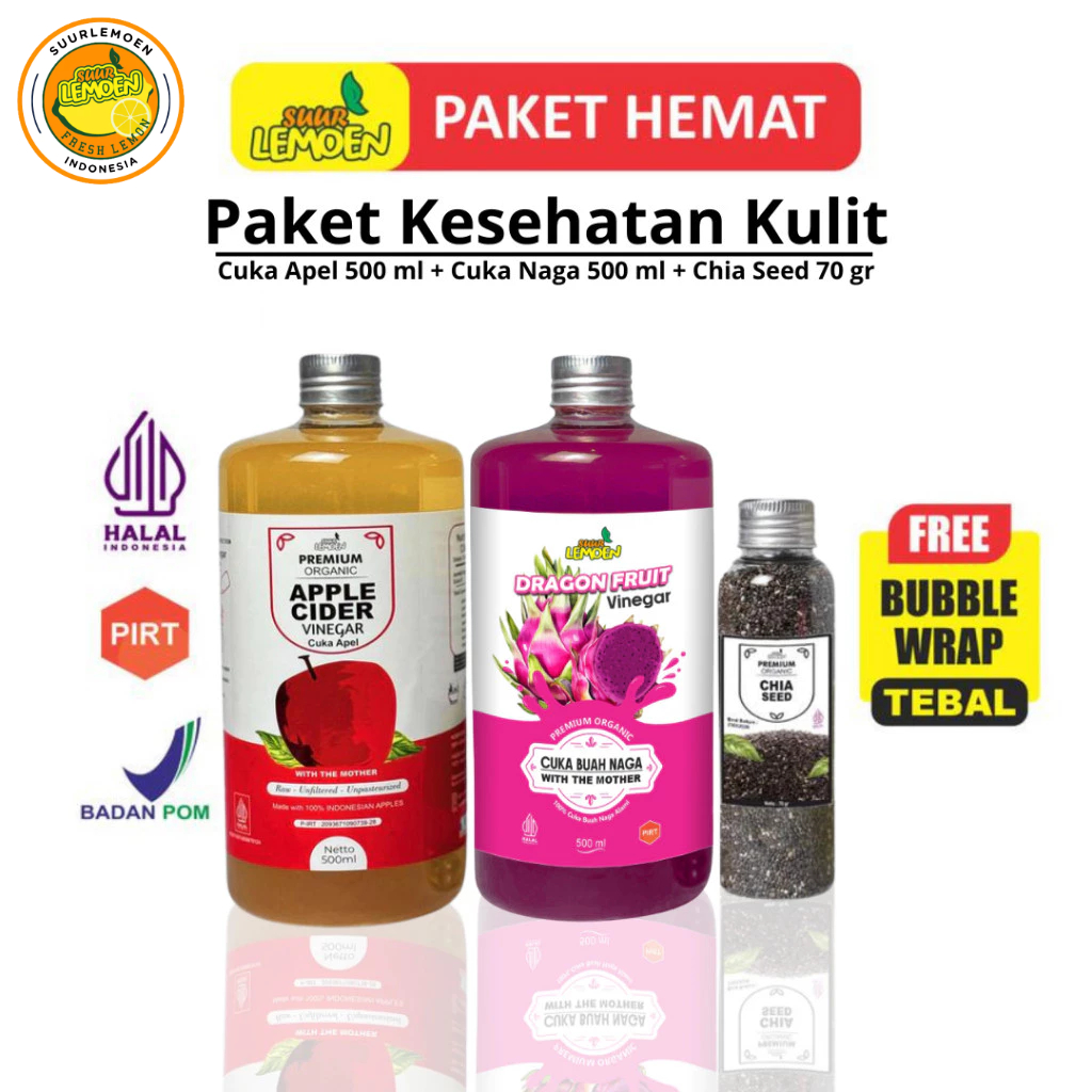 

Paket Diet Kesehatan Kulit 3 In 1 Paket Hemat 500ml Cuka Apel , 500ml Cuka Naga , Chiaa Seed 70 Gr - Mansyaf