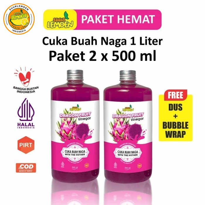 

CUKA BUAH NAGA 1 LITER - CUKA NAGA ORIGINAL ORGANIK - DIET DAN DETOKS Dragona Vinegar Organic By Suur Lemoen - MFH