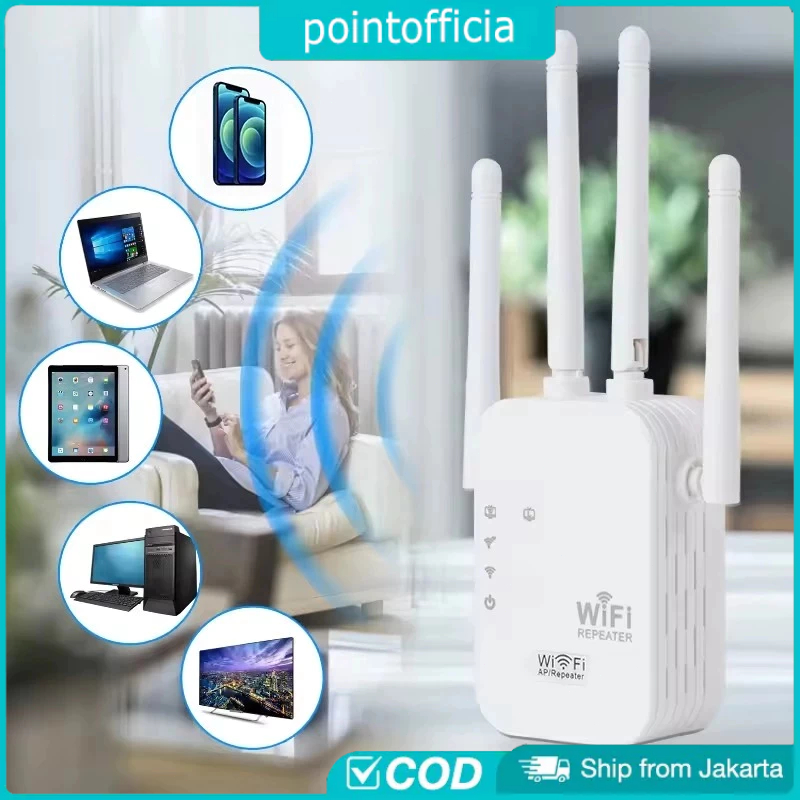 {Ready Stock}Penguat Sinyal 300M WIFI Repeater Wireless 5G Dual Band 4 Antena Wifi Range Extender Ro