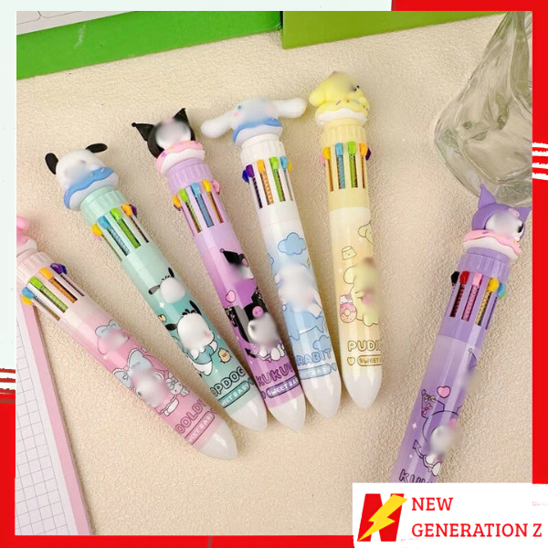 

NGZ Pena Mekanik Karakter Kartun Pulpen 10 Warna Lucu 3D DOLL Bolpen Gel Tinta Donat Animasi 10 Warna Alat Tulis Sekolah Anak Super Imut