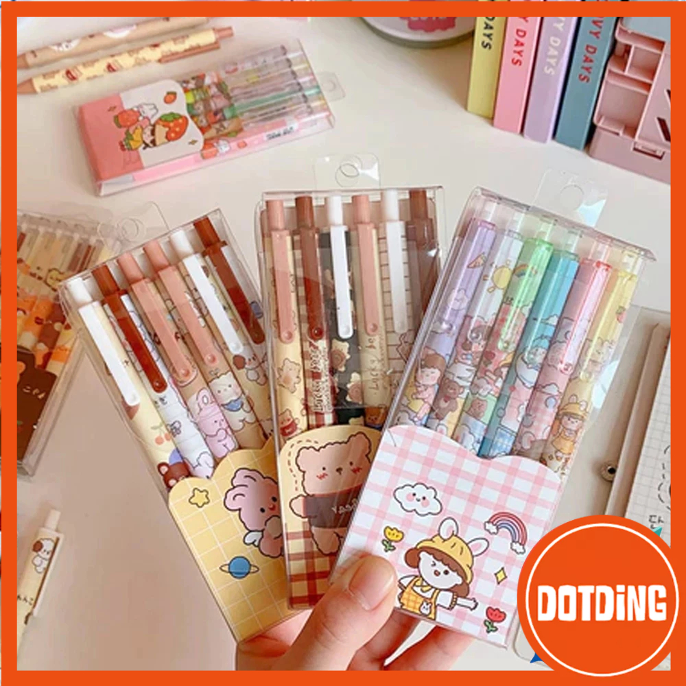 

[COD] 1 Set 6 Pcs Pulpen Gel Lucu Set / 0.5mm Pulpen Tinta Hitam / Pulpen Gel Hitam Set Gel Pen Motif Hewan Dino Girl Imut Ballpoint Bulpen Bolpoin Pena Cute