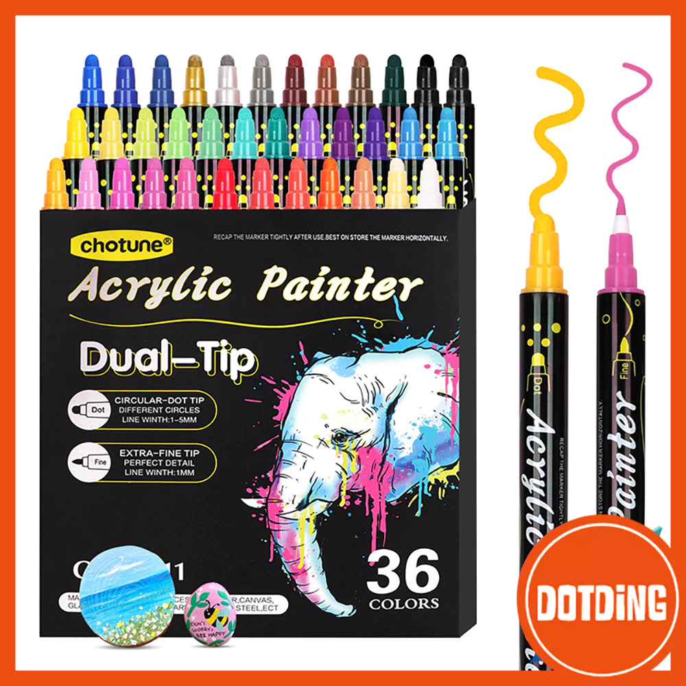 

[COD] Spidol Akrilik 12/24/36 Warna Warni Set Colors Pen Cepat Kering Tahan Air Spidol Pastel Pulpen Warna Highlight Marker Set DIY Painting Drawing
