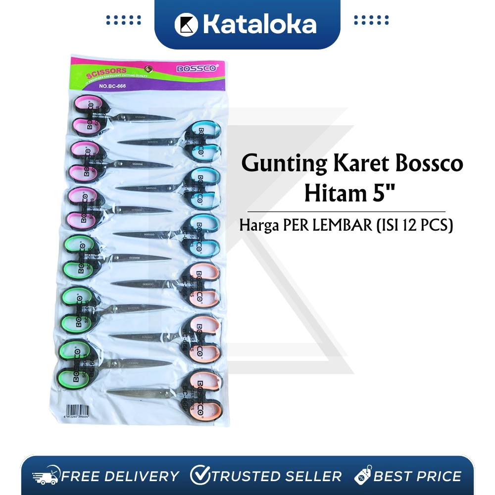 

1 lembar (12 pcs) Gunting Scissors BOSSCO 6.5 Inch BC-666