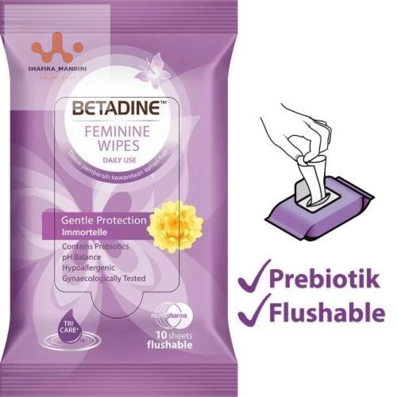 Betadine Feminine Wipes - Tissue Basah Pembersih Kewanitaan 10sheets [ bpom ]
