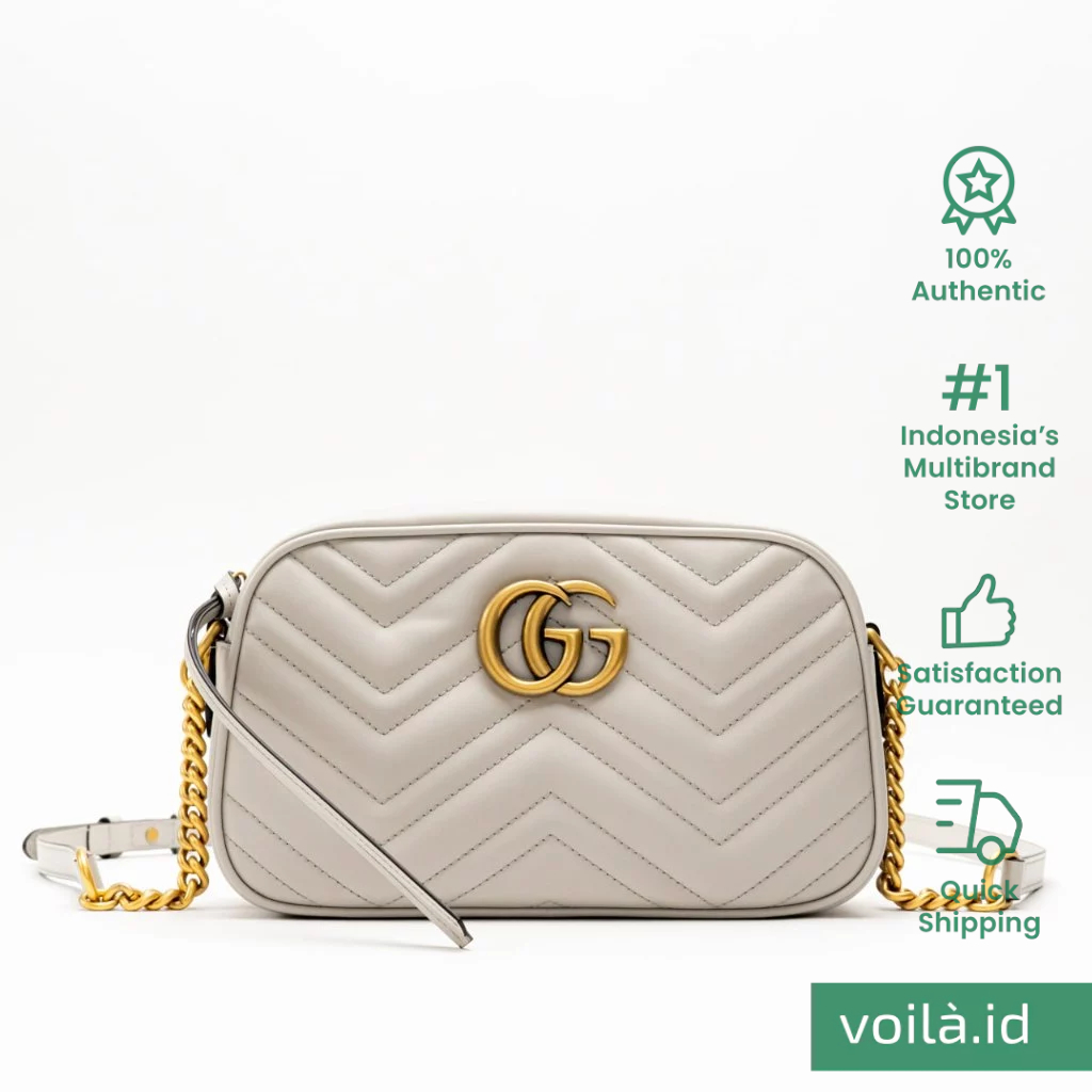 [12.12 Dealcember] GG Marmont Small Matalassé Camera Bag Light Grey