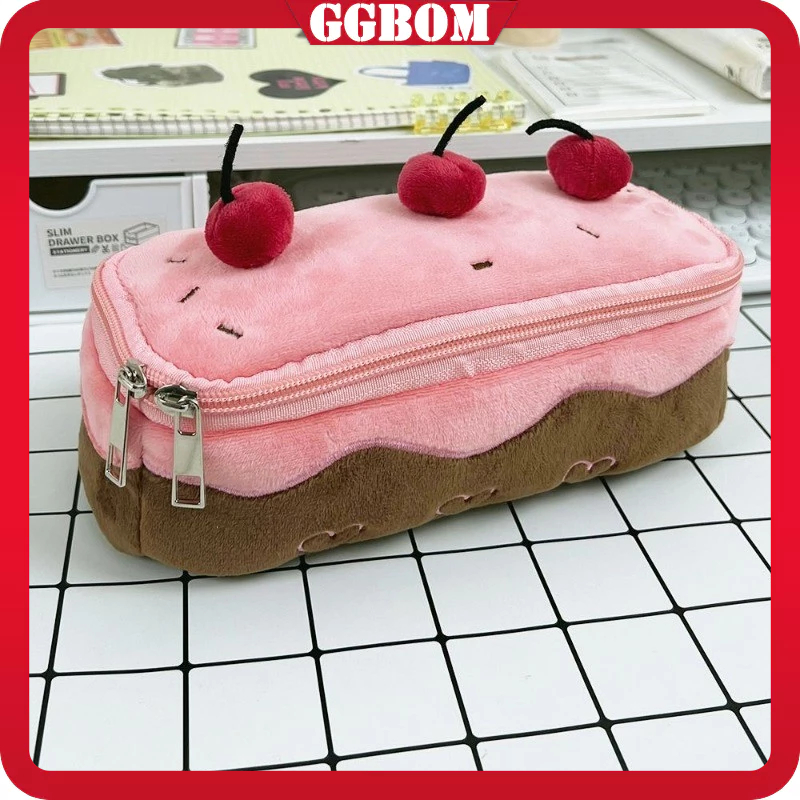 

Cherry Cake Pencil Case Ins Cake Pen Tas Cute Cherry Girl Heart High -Value Student Large -kapacity Pencil Box Bag Tas Teks