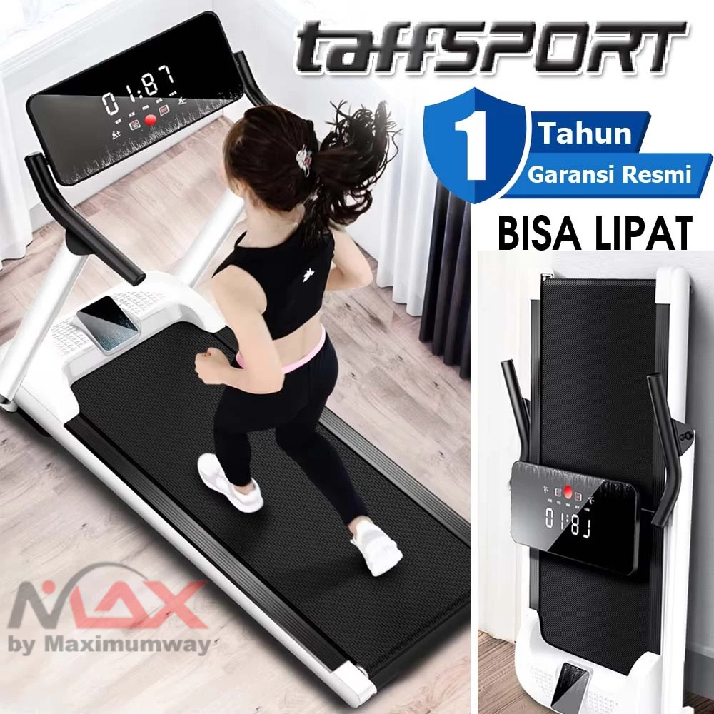 TaffSPORT Treadmill LED Display Bisa dilipat Garansi 1th rumah minimalis alat olah raga Fitness