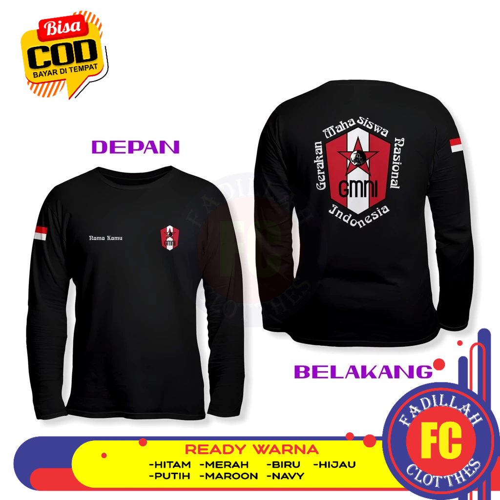 Baju Kaos GMNI Gratis Nama Kamu DB Lengan Panjang Kaos Distro