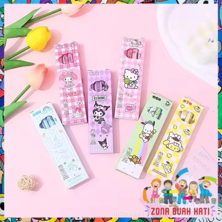 

ZBH Pena 4in1 Karakter Kartun Series Pulpen Mekanik 0.5mm isi 4pcs Pulpen Gel Warna Hitam Bolpoint