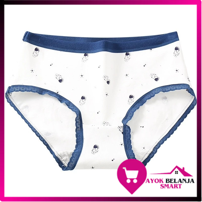 ABS Celana Dalam Wanita Renda Gambar Astronot 6738 Bahan Katun Kolor Wanita Lucu Sempak Underwear Se
