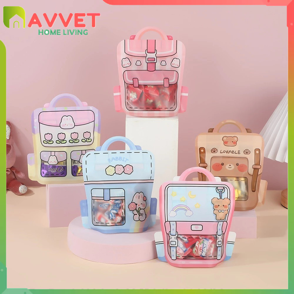 AVVET Goodie Bag Plastik Standing Pouch 2D Ulang Tahun Anak Motif Kartun Plastik Bingkisan Makanan T