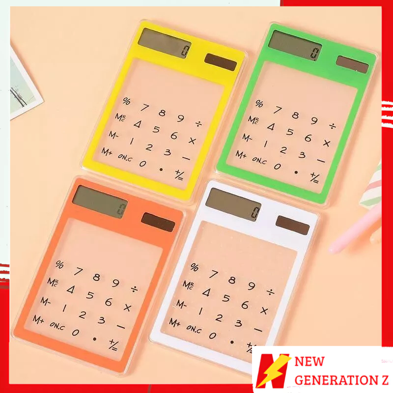 

NGZ Kalkulator Mini Aesthetic Calculator Mini Portable Ultra Tipis Transparan 8 Digit L Touchscreen Kalkulator Kecil Tenaga Surya Simple Untuk Sekolah Dan Kantor