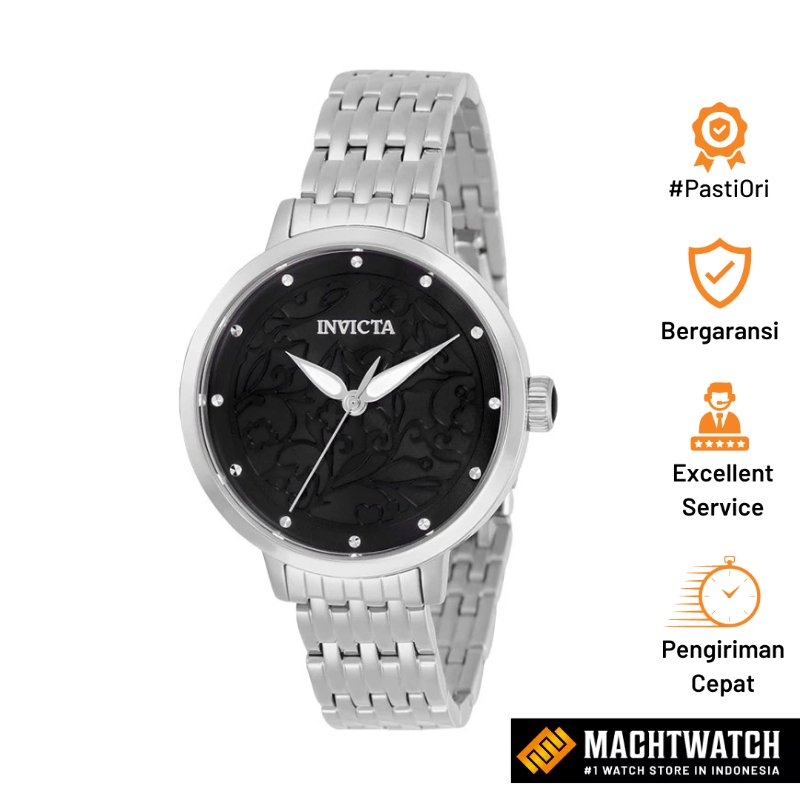 Jam Tangan Wanita INVICTA Wildflower 31939 Black Dial Stainless Steel Strap