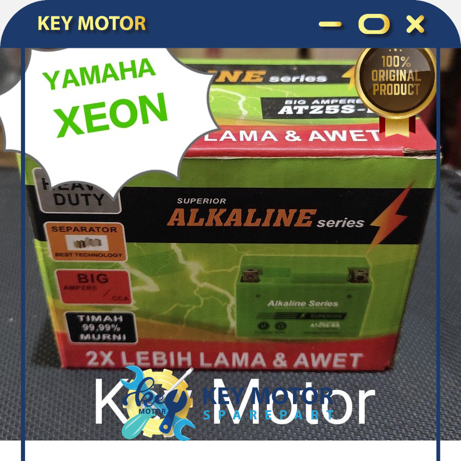 Aki / Accu Kering Motor Yamaha Xeon ALKALINE ALKALIN 5A 5 Ampere ATZ5S ATZ5 ATZ 5S 100% Original