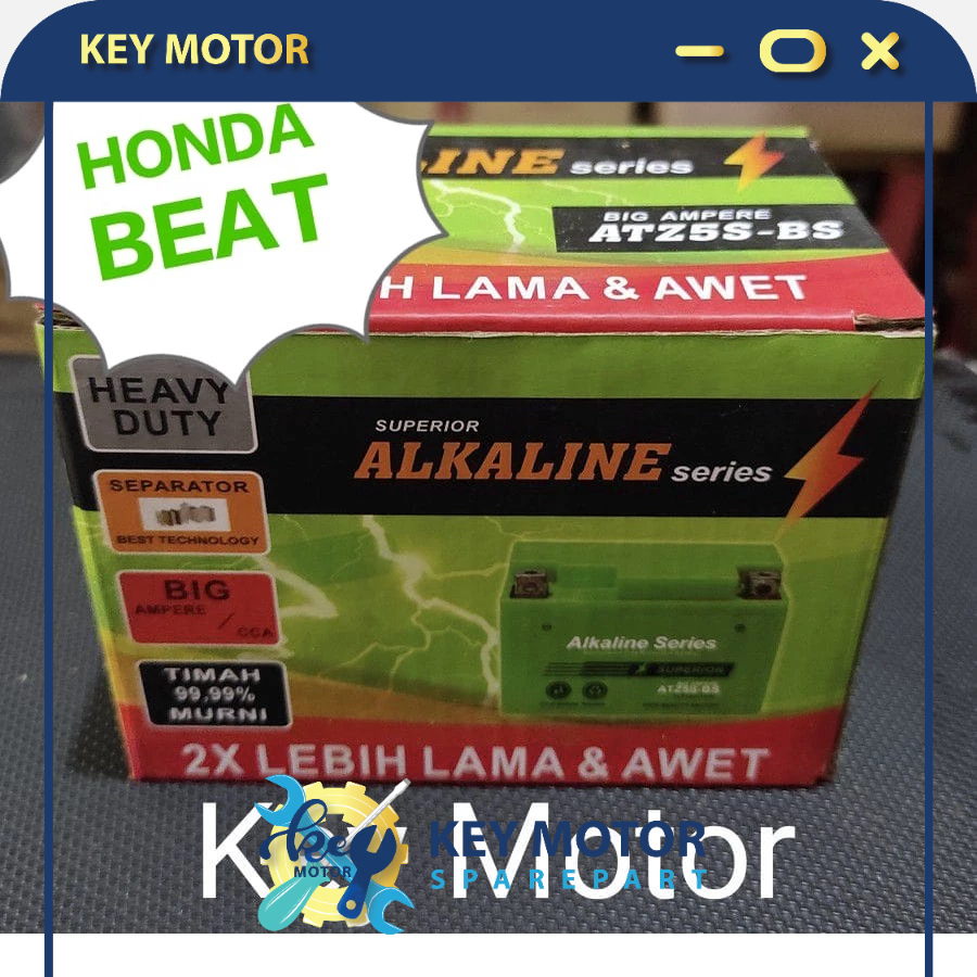 Aki / Accu Kering Motor Honda Beat ALKALINE ALKALIN 5A 5 Ampere ATZ5S ATZ5 ATZ 5S 100% Original