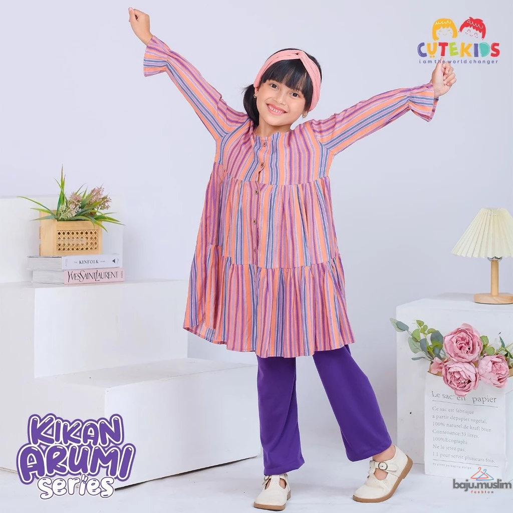 CUTE KIDS | Baju Tunik Anak Perempuan One Set Celana Kikan Arumi Series by Nhitnout