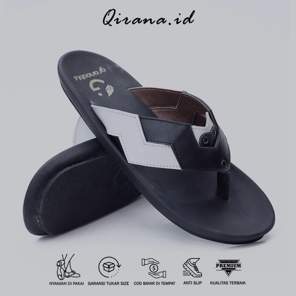 QIRANA MARVEL Sandal Jepit Original Kulit Asli Sandal Jepit Keren Pria Cowok / Cowo Termurah