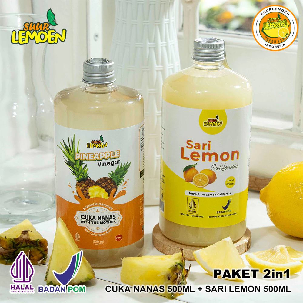 

SUUR LEMOEN - Paket Hemat Cuka Nanas 500ml dan Sari Lemon 500ml - Obat Diabetes Alami - Mansyaf