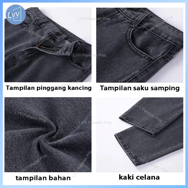 GARANSI Celana Jeans Pria celana gombrong pria jeans kulot pria celana panjang pria jeans Hitam