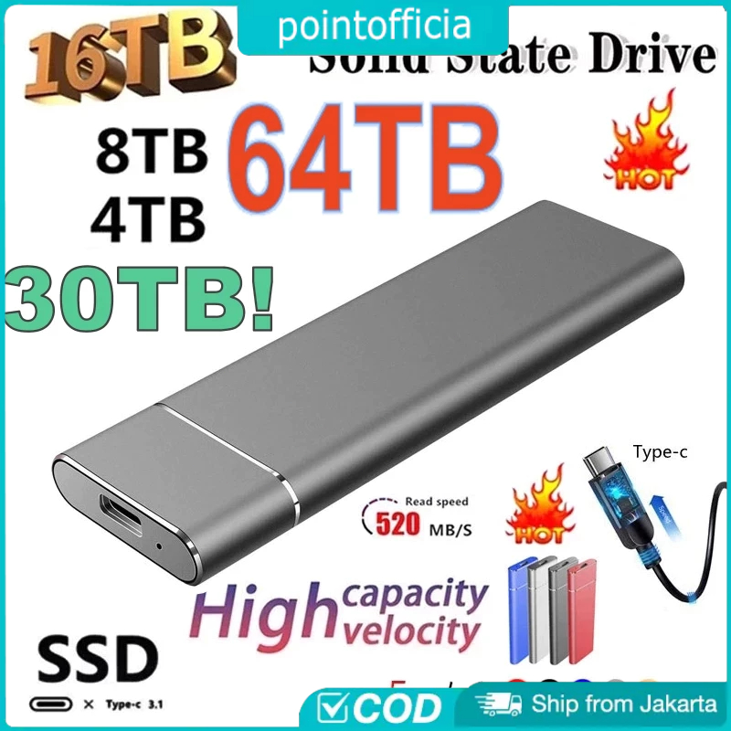 Ssd Laptop Portable Ssd External Ssd Eksternal 2Tb Ssd Eksternal Dengan Kapasitas 4Tb Usb 3.1 C