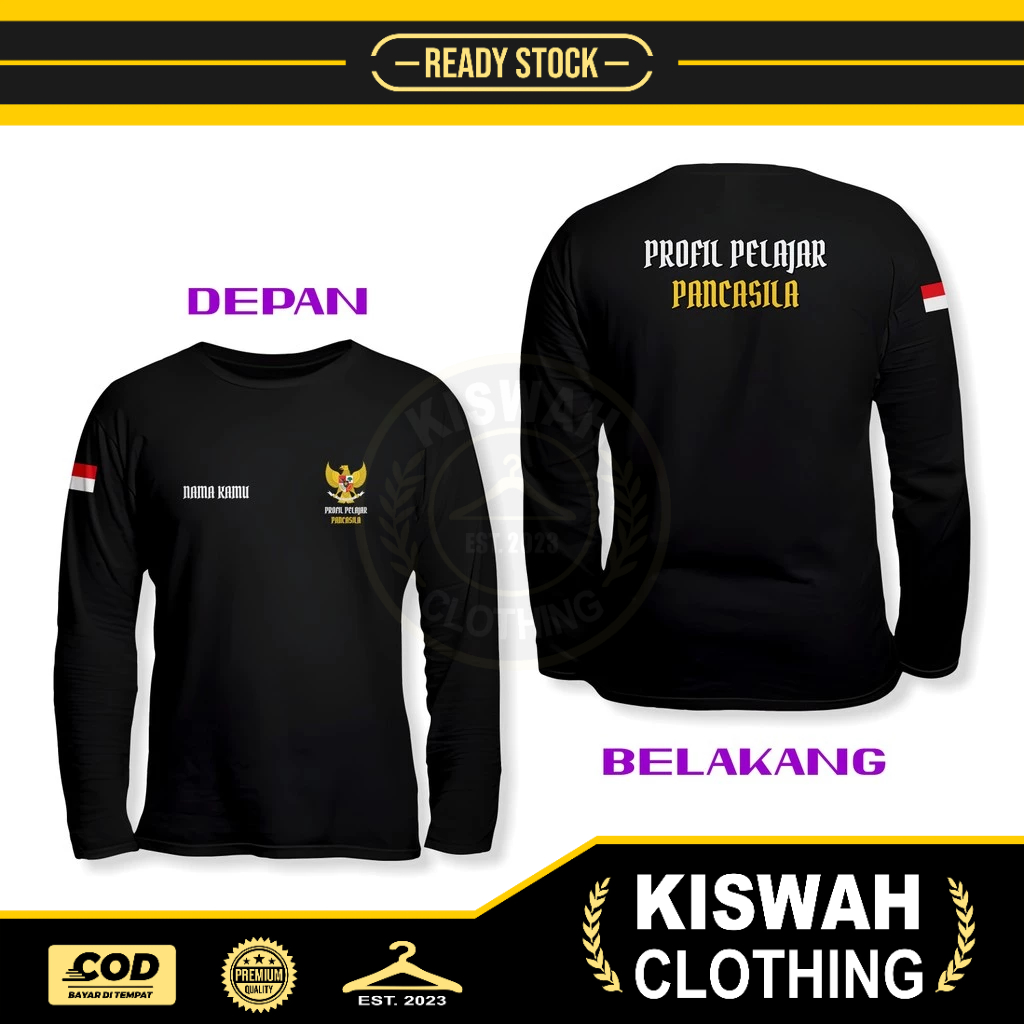 Kaos Tshirt Profil Pelajar Pancasila DB Lengan Panjang Kaos Distro