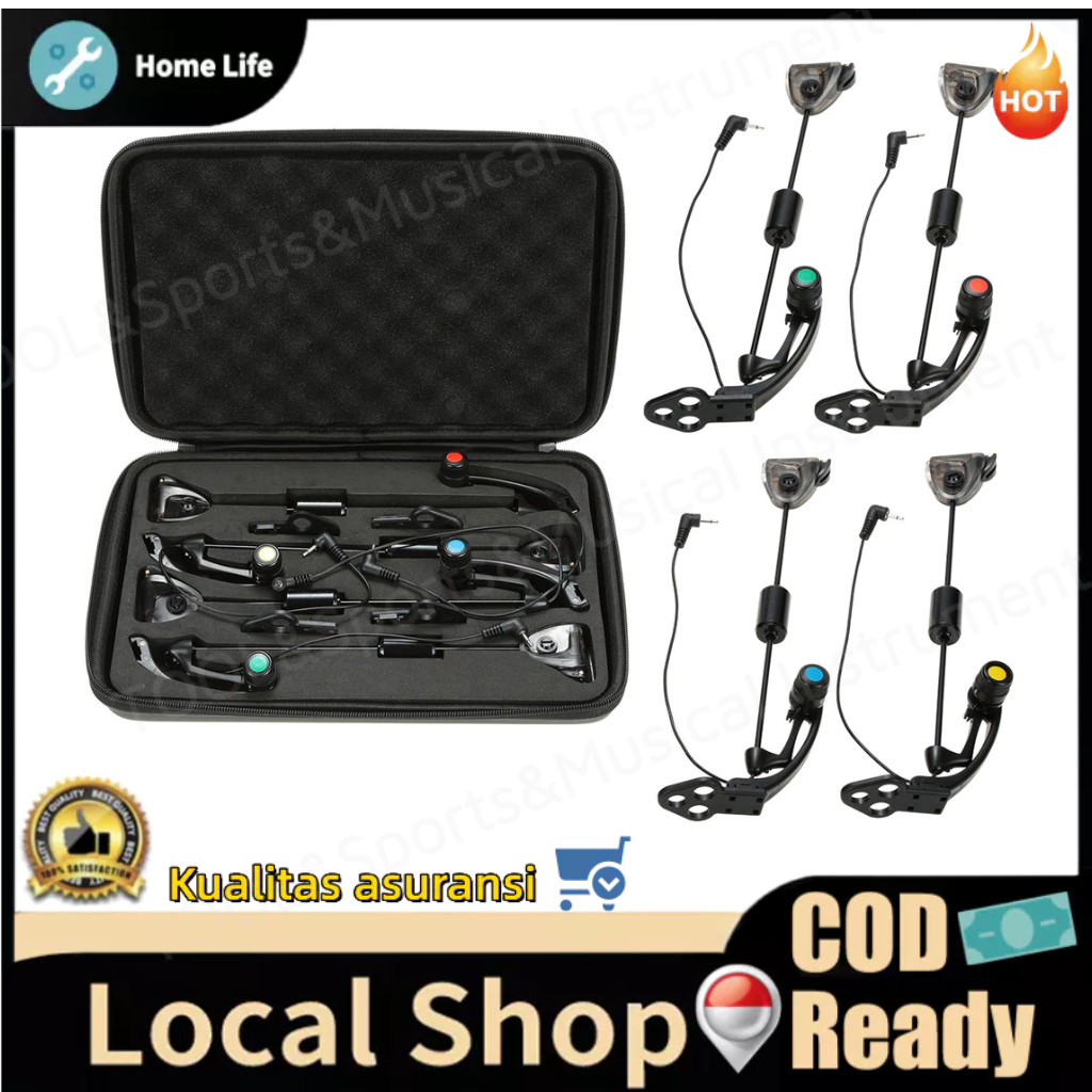 ⭐4 pcs Set Ayunan Pancing LED Indikator Gigitan Ikan Penerangan Peralatan Pancing Ikan Mas dengan Ko
