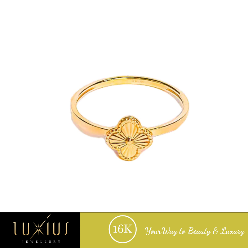 Cincin Emas Clover Plain Yellow Gold 16K Luxc0298 Luxius Jewellery