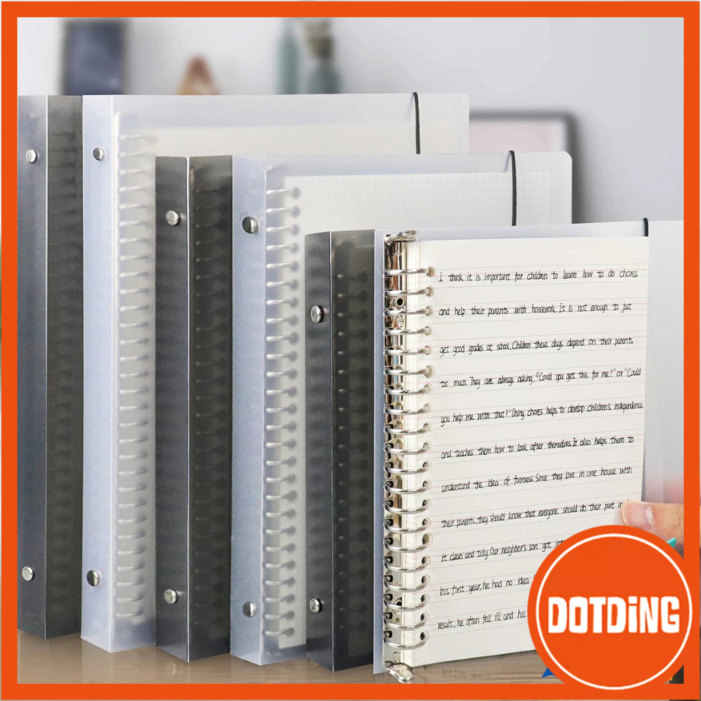 

[COD] A4/B5/A5 Binder Buku Binder Aesthetic Transparan Hitam Putih Notebook Aesthetic Korea Kosong/Garis/Grid/Cornell/Burik 60 Lembar Office School Stationery Supplies