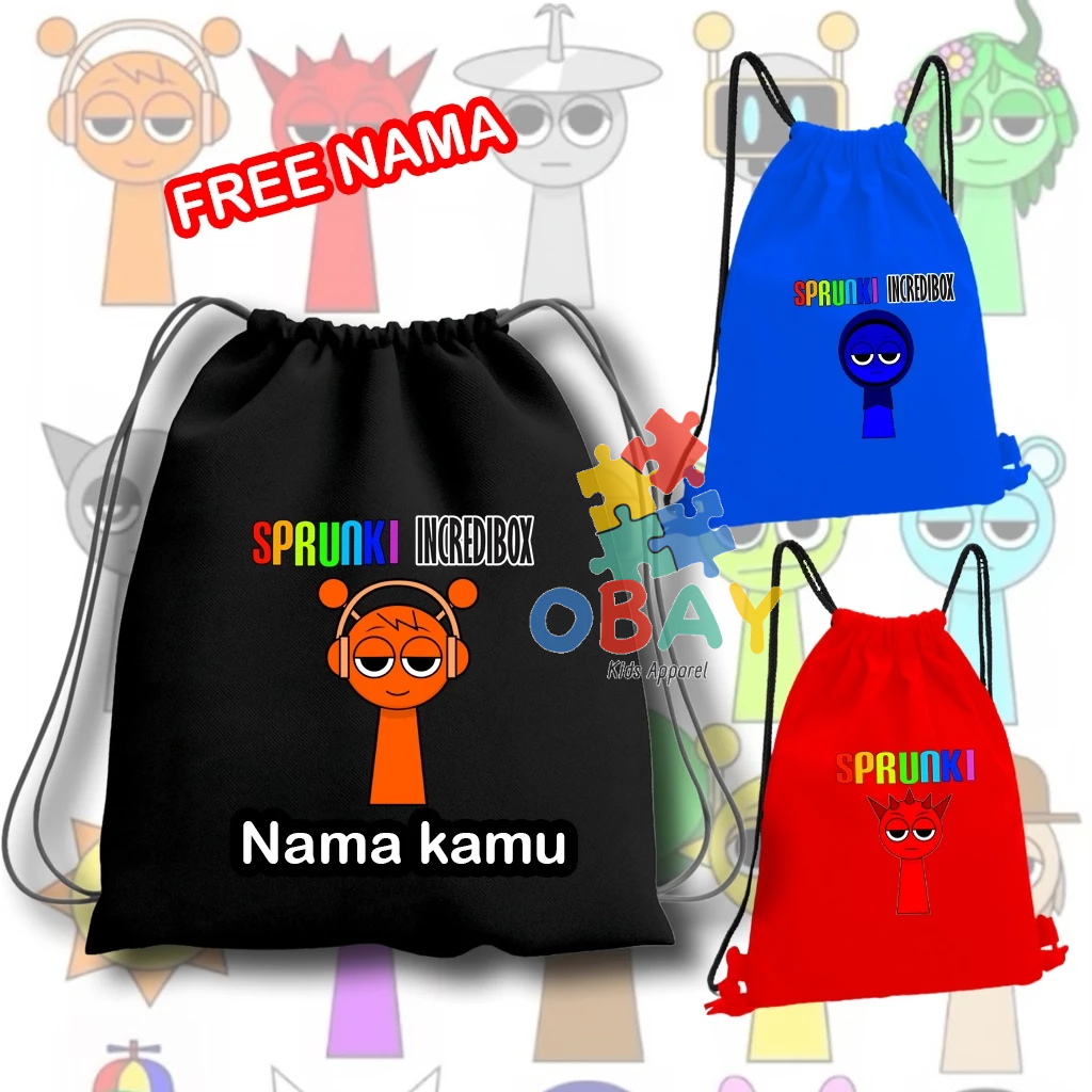 Tas Serut Incredibox Sprunki untuk Anak - Cocok untuk Ngaji , Sekolah & Jalan-Jalan