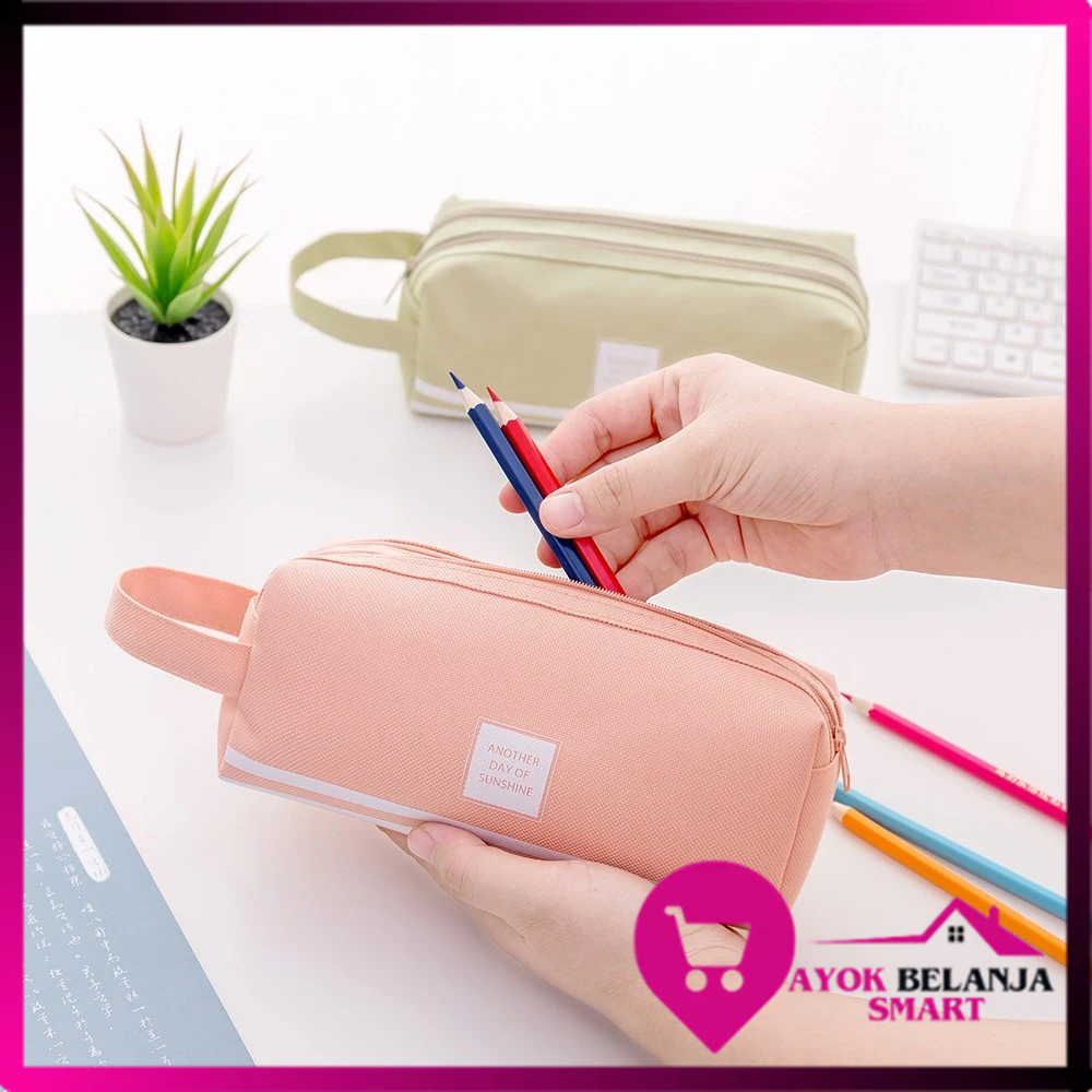 

ABS Kotak Pensil Dan Stationery Dual Zipper Dompet Pensil 2 Pouch Tempat Alat Tulis Perlengkapan Sekolah Dua Sisi Resleting
