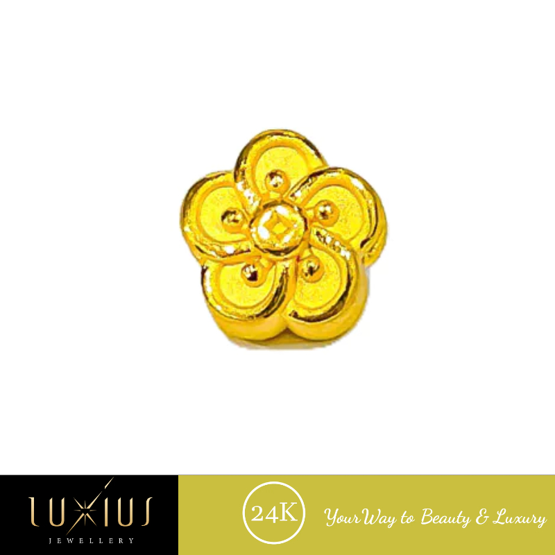 Liontin Charm Emas Bunga Kecil Yellow Gold 24K Luxlt0167 Luxius Jewellery