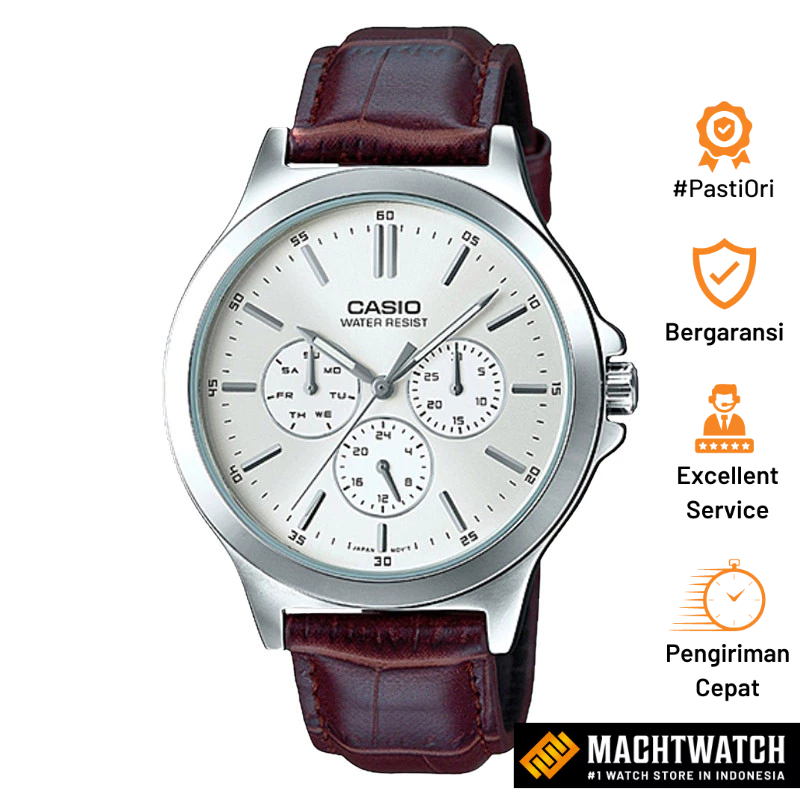 [PRJ 12.12] Jam Tangan Pria Analog Casio Standard MTP-V300L-7AUDF MTPV300 MTP-V300L Silver Dial Brow