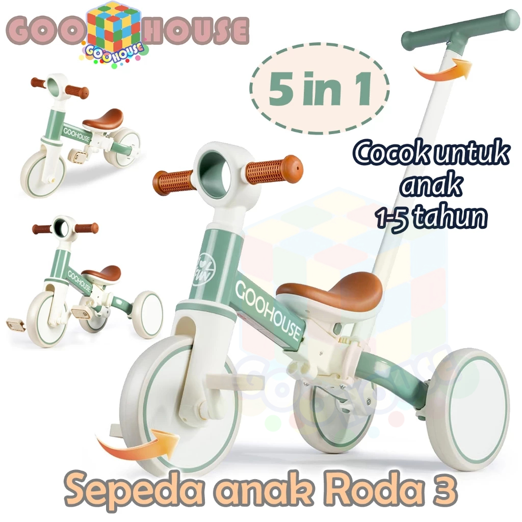 5 in 1 Sepeda anak Roda 3 Sepeda Keseimbangan Bayi Naik Sepeda Sepeda Roda 3 Baby Balance Bike