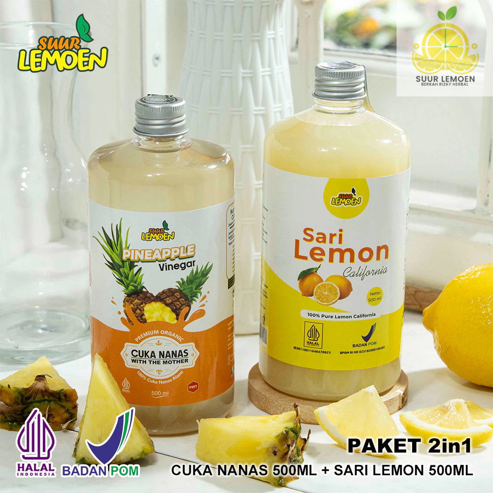 

SUUR LEMOEN - Paket Hemat Cuka Nanas 500ml dan Sari Lemon 500ml - Obat Diabetes Alami - BRH