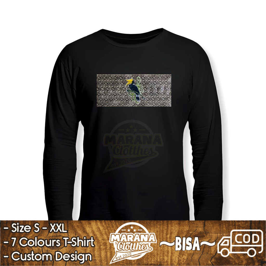 Kaos Motif Batik Burung Enggang Lengan Panjang Kaos Distro