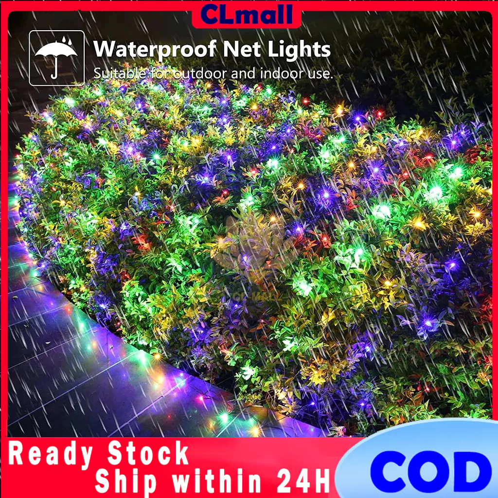 [COD]Lampu Jaring Lampu Natal LED Putih Hangat dan Lampu Tumblr Warna-warni Lampu Jaring Dekorasi Ta