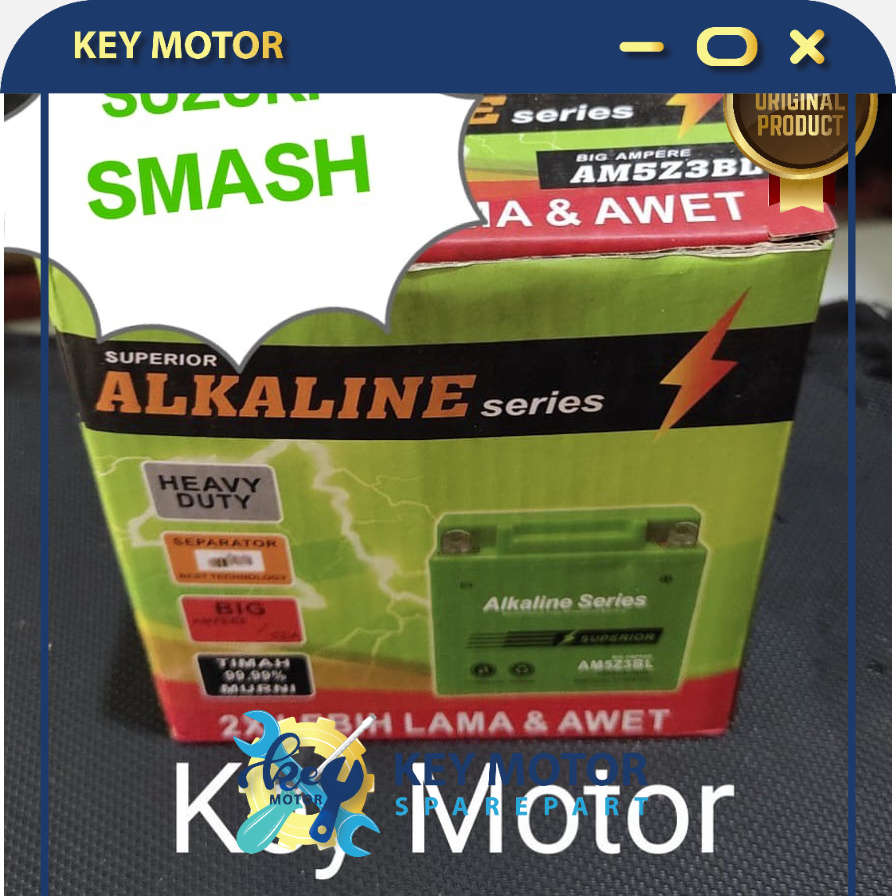 Aki / Accu Kering Alkaline Alkalin Series Motor Suzuki Smash 5A 5 Ampere AM5 AM5Z 3BL AM5Z3BL 100% O