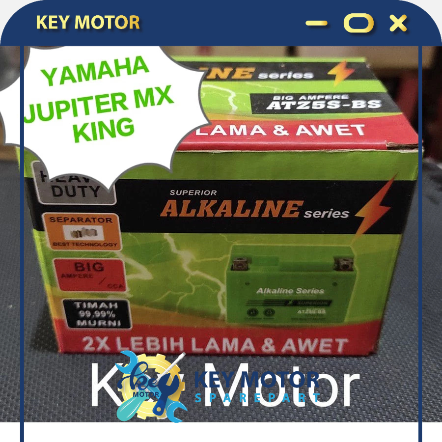Aki / Accu Kering Motor Yamaha Jupiter Mx King  ALKALINE ALKALIN 5A 5 Ampere ATZ5S ATZ5 ATZ 5S 100% 