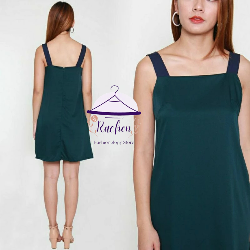 SINGAPORE FASHION ~ Gaun Wanita Baju Butik Viral Kekinian Hijau Botol Emerald Forest Green Bertina C