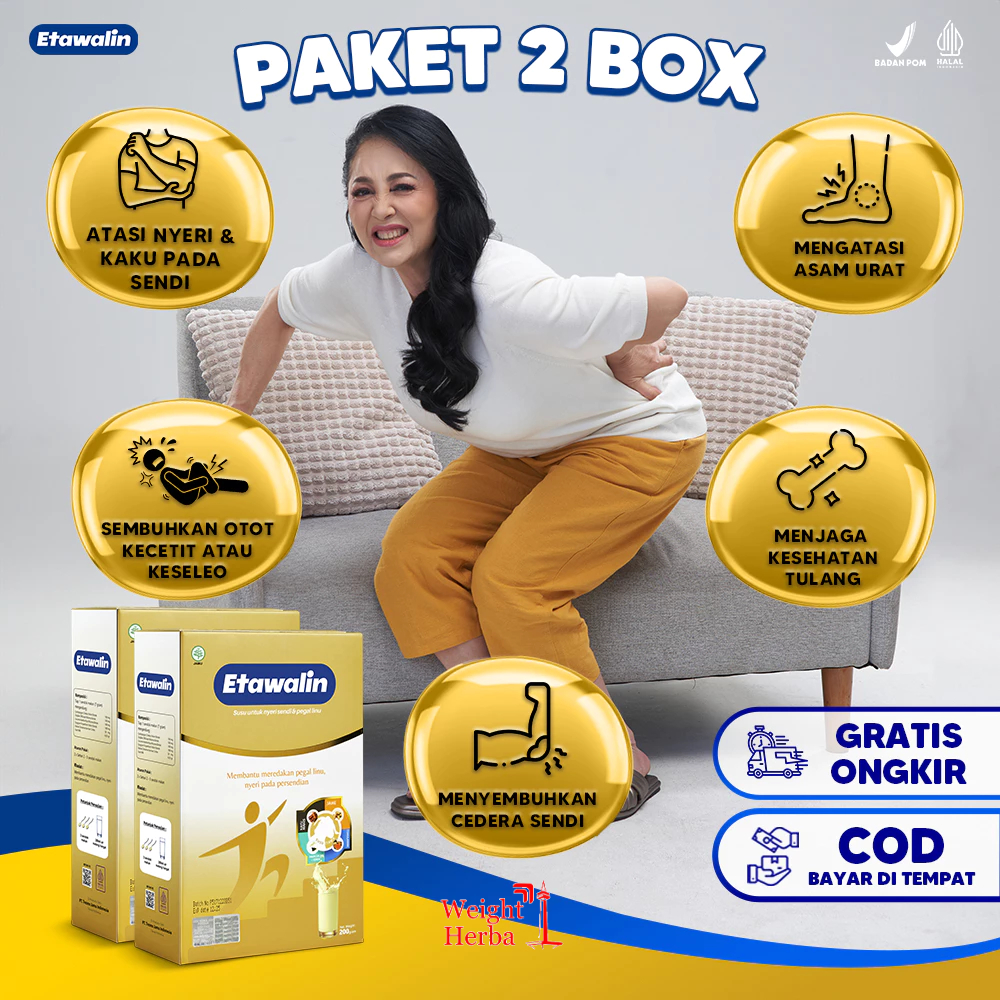 

Paket 2 Box Etawalin – Tingkatkan Kepadatan Tulang Sendi Atasi Nyeri Sendi Asam Urat Rematik