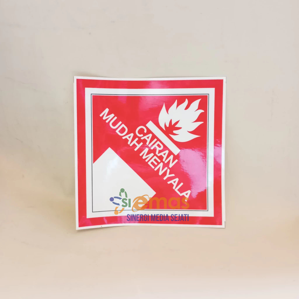 Stiker Cairan Mudah Menyala | Stiker Simbol Limbah B3 | Sticker Hazard Symbol