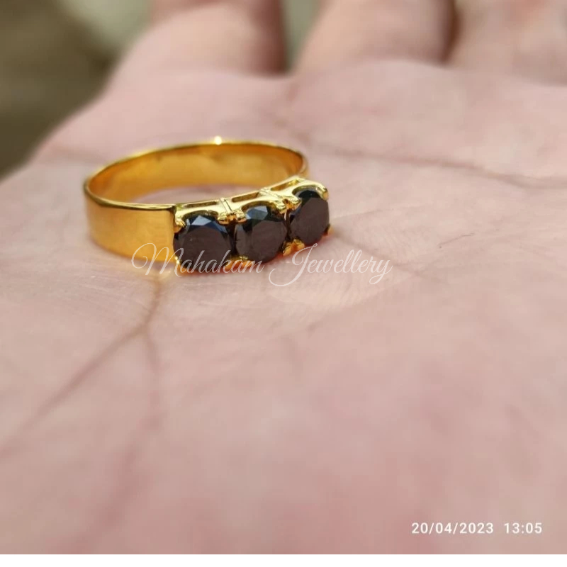 cincin emas listring mata 3 berlian hitam asli eropa 1.5 ct