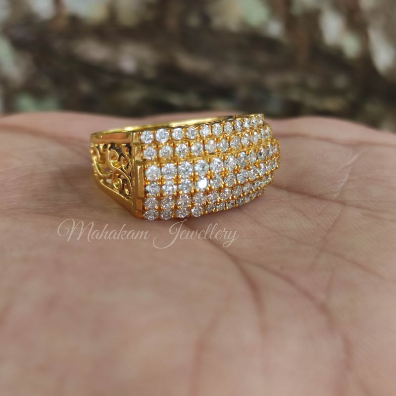 Cincin Emas Berlian Eropa asli tangga baris 5 unik mewah