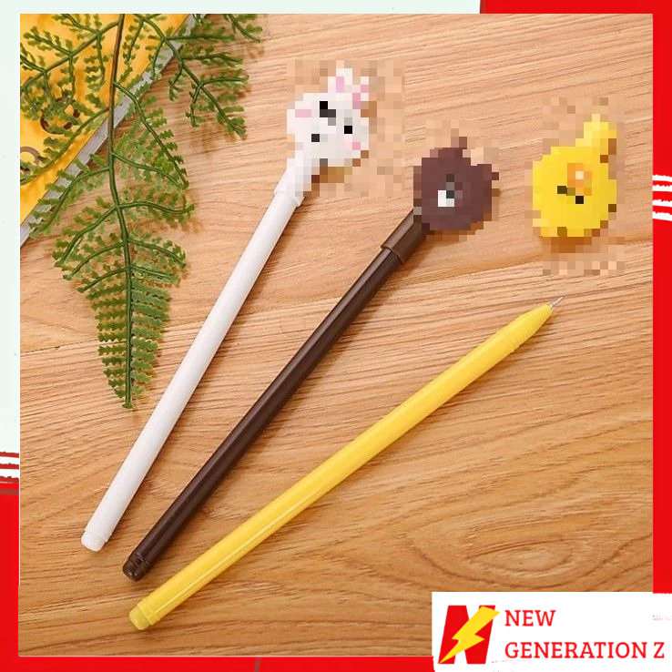 

NGZ Pena Karakter Gel Kelinci Bebek Beruang Pulpen Karakter Alat Tulis Sekolah ATK Pulpen Lancip Murah