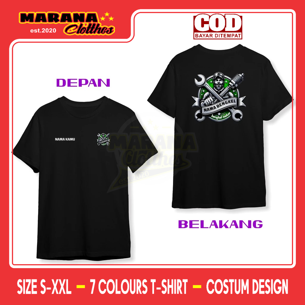 Kaos Desain Kece V3 Logo Bengkel Motor Gratis Nama Kamu Dan Nama Bengkel Kalian DB Baju Distro