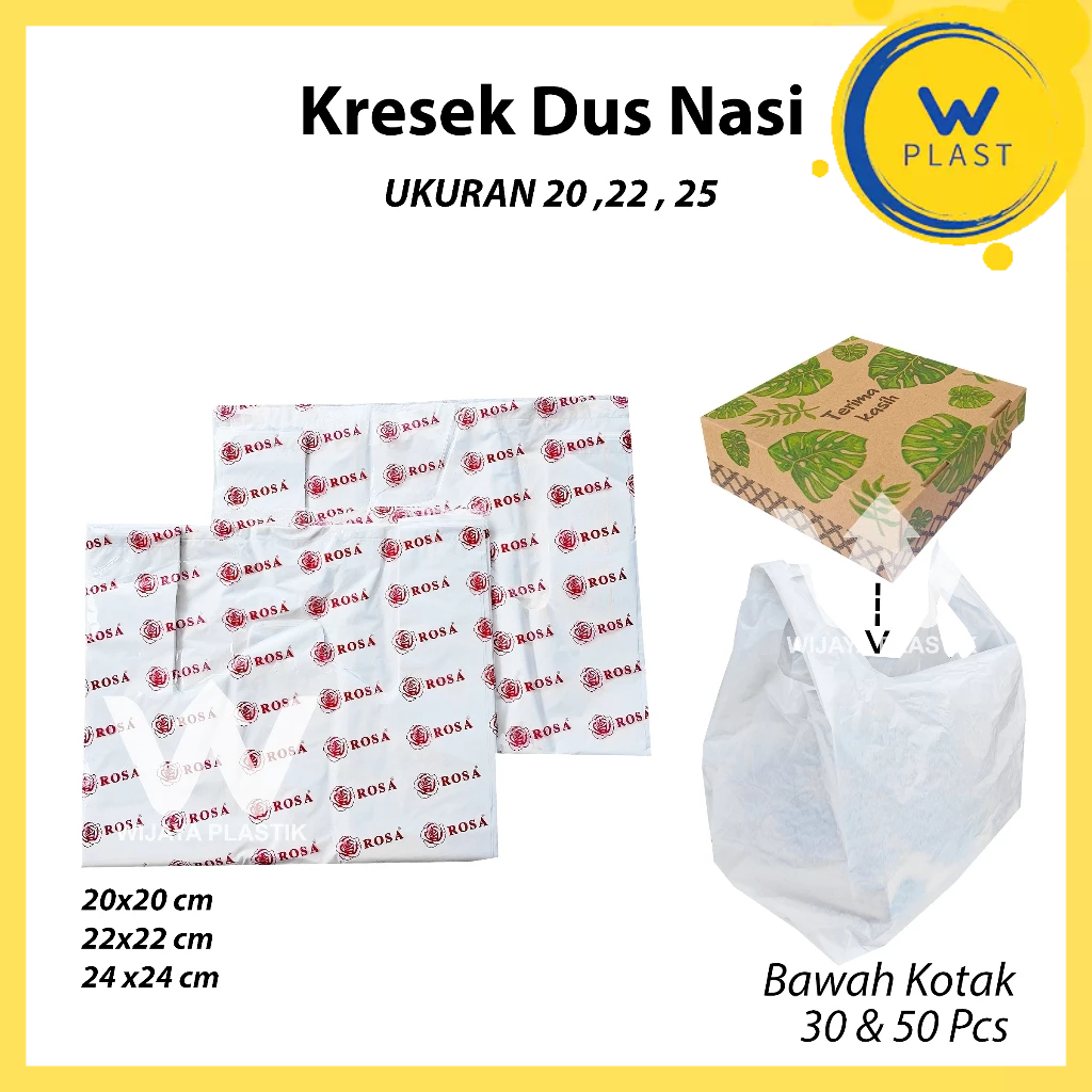 Kresek Dus Putih Polos [Rosa & King] (u/ Dus 18/20/22/25) --- 50 pcs @Pack | u/ Dus Nasi Kue alas ba