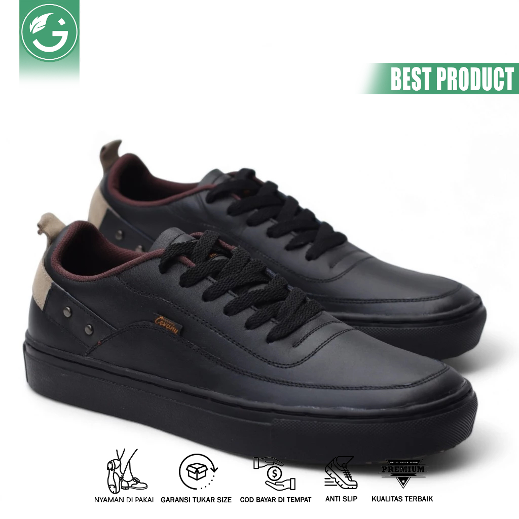 Sepatu Casual Sneaker Kulit Asli Putih Pria - CYRE