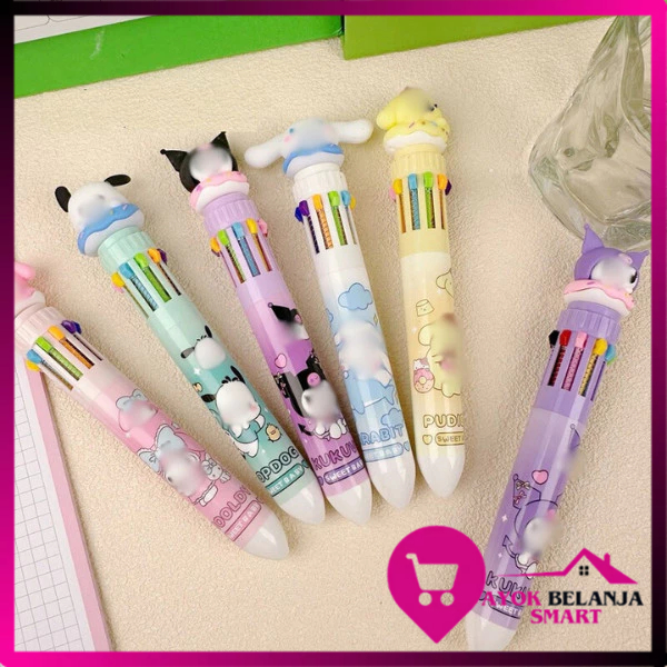 

ABS Pena Mekanik Karakter Kartun Pulpen 10 Warna Lucu 3D DOLL Bolpen Gel Tinta Donat Animasi 10 Warna Alat Tulis Sekolah Anak Super Imut