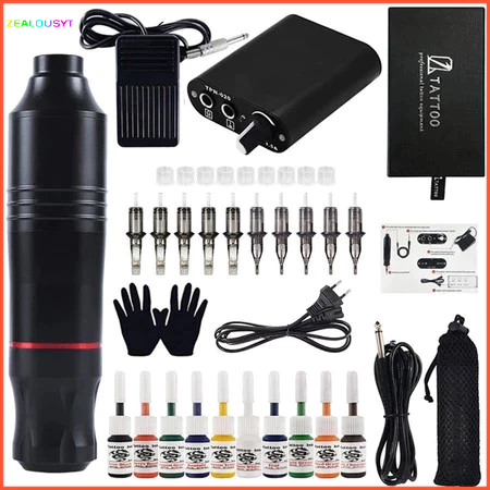 Mesin Tato Full Set Original 10 Warna Mesin Tato Pen Alat Tato