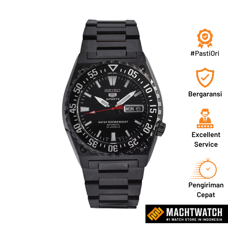 Jam Tangan Pria Seiko 5 Sports SNZD73K1 Automatic Men Black Dial Stainless Steel Strap